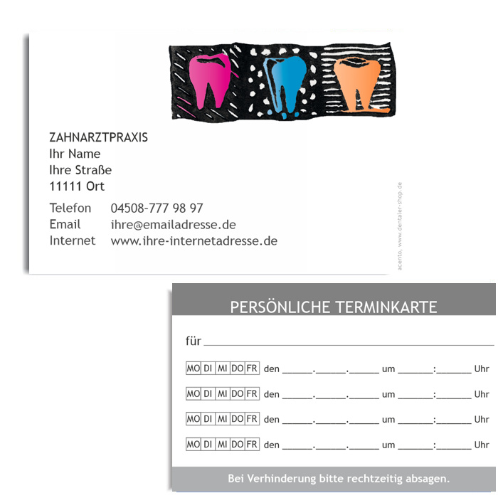 Praxisvisitenkarte mit Patiententerminen
